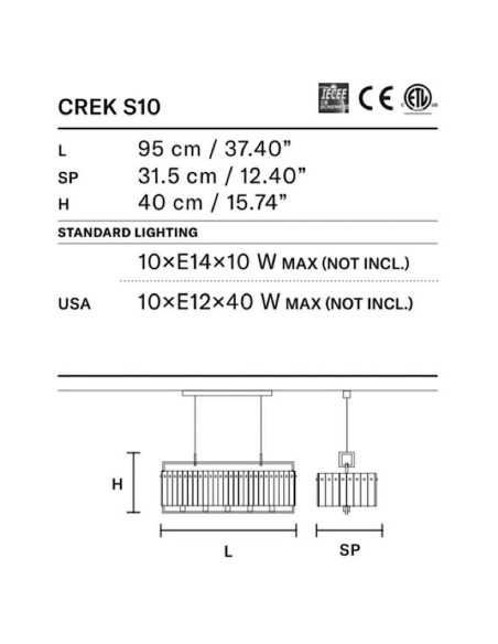 Lámpara de techo Crek Lineal - Masiero