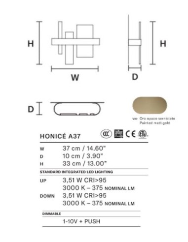 Aplique de pared HONICÉ A37 - Masiero